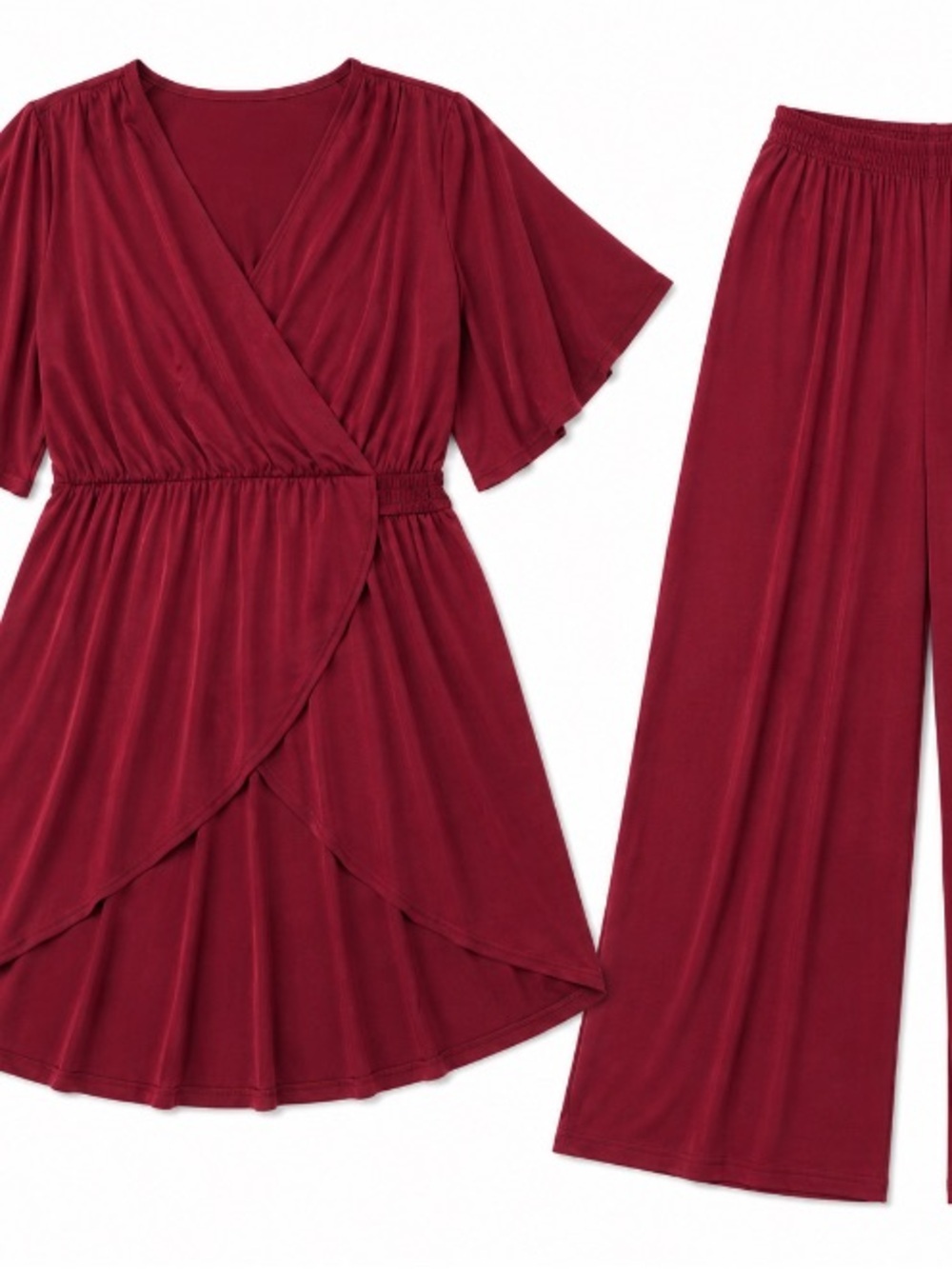 Source Unknown • Wine • Wrap-Front • 2 Pc Set • Size 2XL